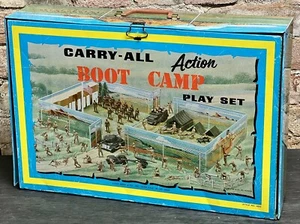 Vintage 1968 Marx Boot Camp Carry All Action Playset 4645 Metal Case w/ Latch - Picture 1 of 11