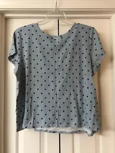 Croft & Barrow Blue Polka Dot Short Sleeve Shirt Woman Plus Size XXL - Picture 1 of 2