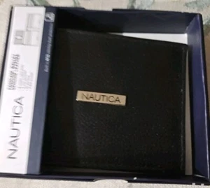 Nautica Bi-fold Leather Wallet Black For Men. New In Box - Picture 1 of 7
