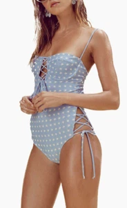 For Love and Lemons Heart Throb Lace One-Piece Periwinkle MD - Picture 1 of 2