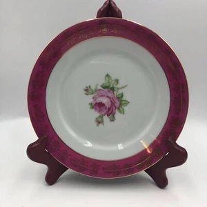 Vintage Fortuna Eisenberg Floral Pink Gold Rim Round Dessert Plate Collectible - Picture 1 of 5