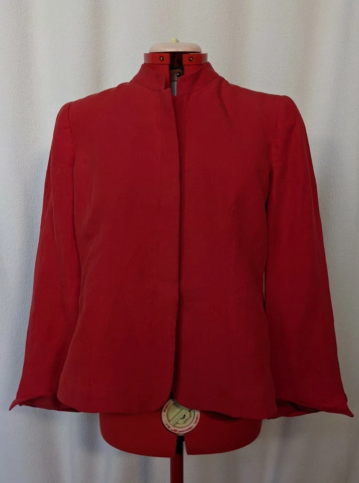 Chaqueta de lino Giorgio Armani Collezioni Primavera 2008 rojo cuello mandarín 10 Italia Foto 1 de 4