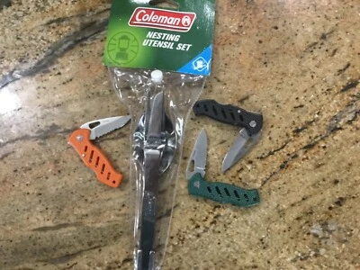 Lote de cubiertos de escarcha 3 cuchillos Coleman juego de utensilios de anidación camping cubiertos de acero inoxidable Foto 1 de 3