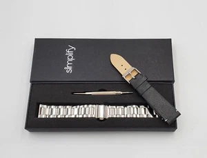 Juego de pulsera de acero inoxidable Simplify y correa de cuero negro SIM2800SIL - Imagen 1 de 3