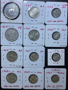 1961-1968 South Africa  Vintage Silver Coins Lot Of 12, Rand, 20C, 10C, 5C, 2.5C - Picture 1 of 8