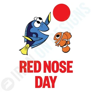 COMIC RELIEF - RED NOSE DAY NEMO AND DORY - IRON ON TSHIRT TRANSFERS - A6 A5 A4 - Picture 1 of 5