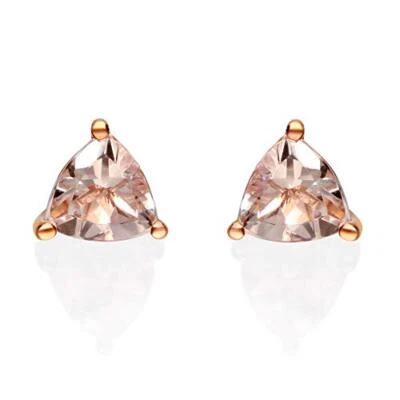 Pendiente de morganita de Madagascar tallada Gin and Grace Dallas 14K oro rosa trillón Foto 1 de 4
