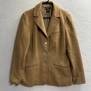 Eddie Bauer Wool Angora Rabbit Hair Coat Jacket Womens Large Brown Blazer Work - Picture 1 of 11