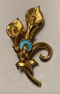 Broche antiguo de metal Virgen María con lirios de colección - Italia - Imagen 1 de 2