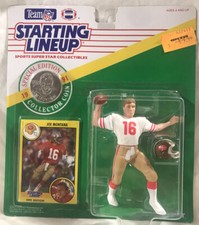 1991 Joe Montana Action Figure White Jersey Starting Lineup Trading Card & Coin
