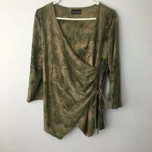 Women's Crossroads Size 14-16 Green Cross Over Top With Gold Sparkles - Picture 1 of 5
