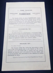 Laissez-passer à destination des Allemands - 1ere Armée française Décembre 1944 - Picture 1 of 2
