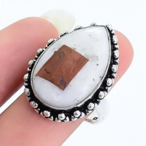 Kupfer IN Quarz Edelstein Handgemacht Ethnisch Silber Schmuck Ringgröße 8 - Bild 1 von 4