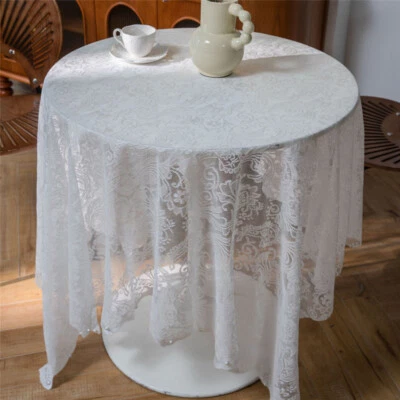 New White Lace Tablecloth Rectangle Table Cloth Cover Wedding Party Dinner Decor - Image 1 of 4