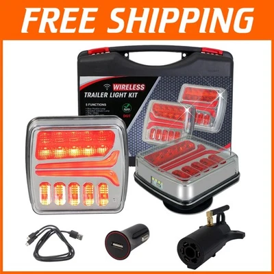 Portable Rechargeable Trailer Tow Lights - IP65 Waterproof & Magnetic Design - Image 1 of 4