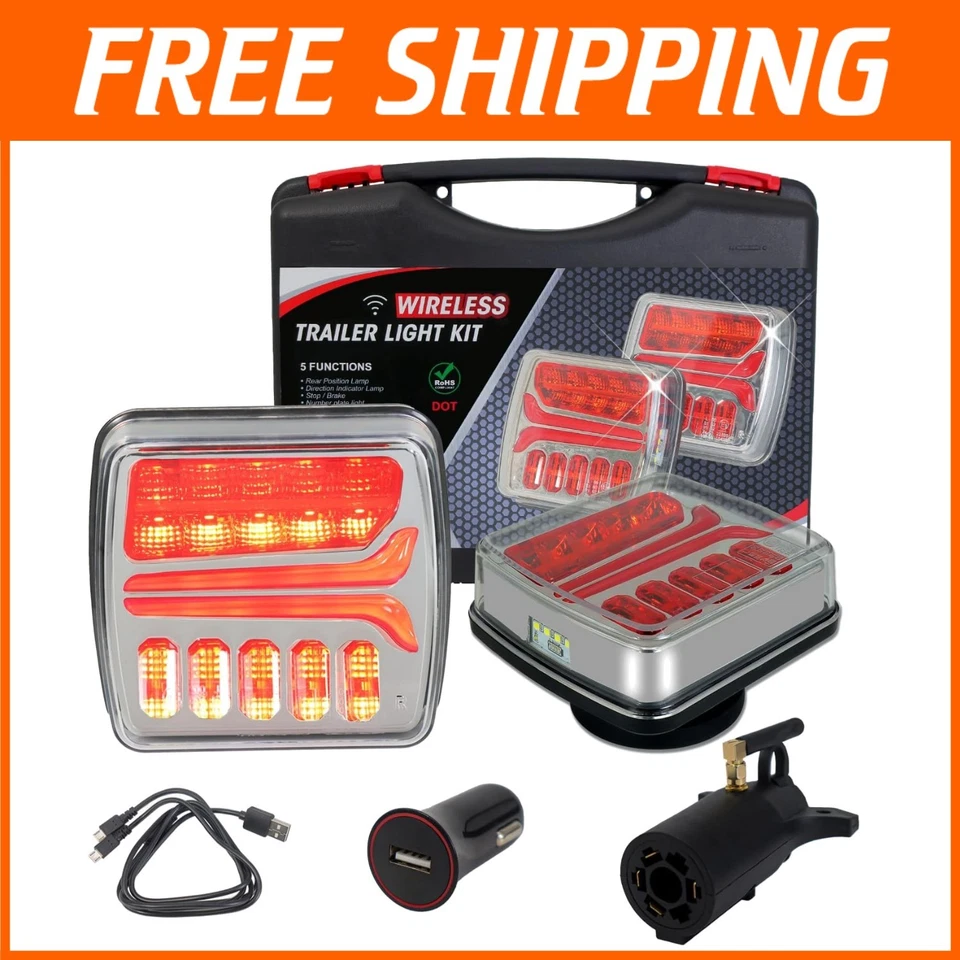 Portable Rechargeable Trailer Tow Lights - IP65 Waterproof & Magnetic Design - Image 1 of 4