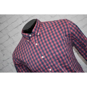 J Crew Dress Shirt Performance Mens Size XL Slim Untucked Fit Blue Pink Plaid - Picture 1 of 8