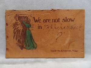 1906 Leather Postcard We Are Not Slow In Tappahannock, VA Couple Dancing - Picture 1 of 3