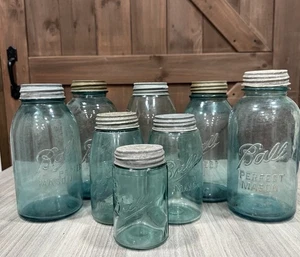 lot of Rare antique Blue ball mason jars Each Are Rare For Dif Reasons (read) - Picture 1 of 18