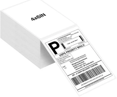 Fanfold 4 x 6 Direct Thermal Labels White Perforated Shipping Labels，Perforated - Image 1 of 4