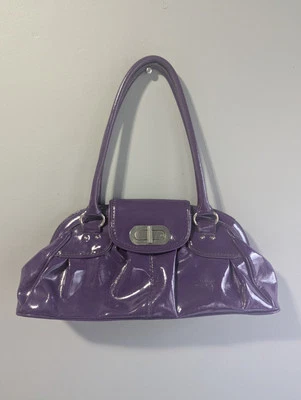 Franco Sarto Y2K Classic Glam Darker Purple Glossy Purse Handbag Green Interior  - Image 1 of 4