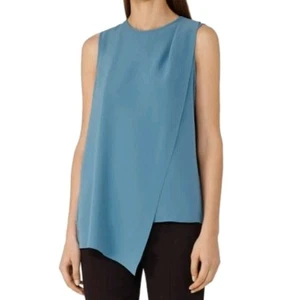 Reiss Women's Christabella Wrap Top Blouse Azure Blue Size S EU 34 Sleeveless - Picture 1 of 11