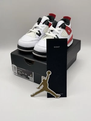 Air Jordan 4 Retro Shoes 10C Youth White Leather BQ7670-161 BRAND NEW - Image 1 of 4