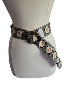 Hadley Pollet Boho Y2K Zinnia Belt Womens S Tortoiseshell Buckle Reversible - Picture 1 of 7