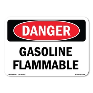Calcomanía de plástico de metal con letrero de peligro ANSI inflamable de gasolina - Imagen 1 de 5