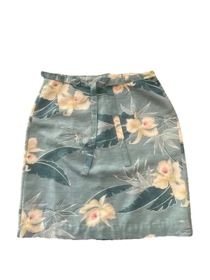 Tommy Bahama Mujer Talla 4 Turquesa Pálido Floral Seda Forrada Falda Corbata Cinturón Foto 1 de 4
