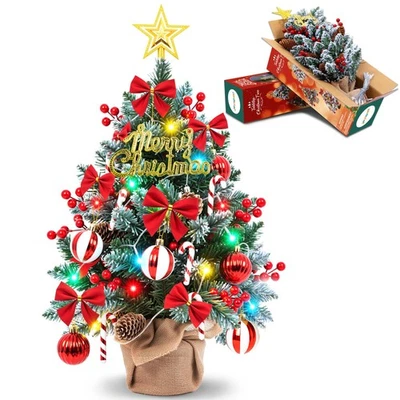 Mini árbol de Navidad de mesa de 2 pies con 4 luces que cambian de color, 24 pulgadas pequeño... Foto 1 de 4