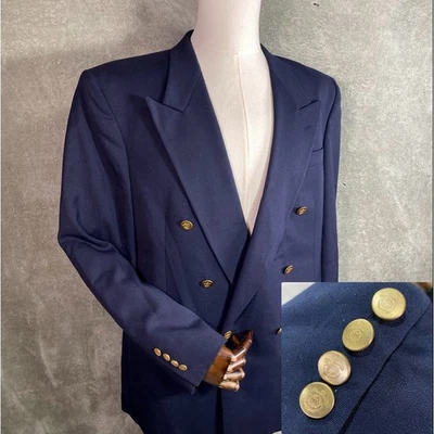 Blazer Christian Dior Monsieur Doble Pecho 44R Azul Marino Dorado Botones Hecho en EE. UU. Foto 1 de 4