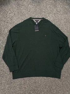 Maglione maglione Tommy Hilfiger Pima cotone cashmere verde 5XL XXXXXL grande alto - Foto 1 di 10