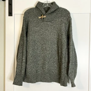 Schott Bros Sweater Men Large Shawl Collar Pullover Gray Fisherman Chunky Cozy - Picture 1 of 5