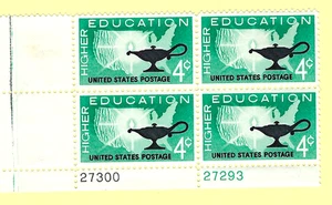 SCOTT #1206 HIGHER EDUCATION  LAND GRANT ACT  4¢  MINT 1962 PLATE BLK  27293LL - Picture 1 of 2