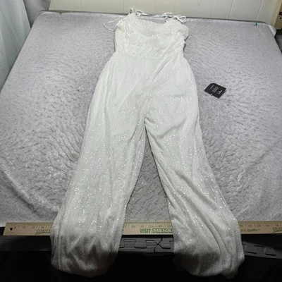 Lulu's Glamorous Spirit Party Jumpsuit White Sequin Strapless Womens Size Medium - Image 1 of 4