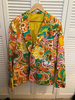 Blazer MR TURK, talla 46, naranja, amarillo y verde multicolor floral Foto 1 de 4