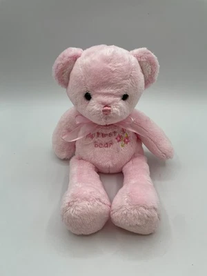 RARE Carters Just One Year Baby My First Bear Teddy Rattle Pink Bow 10" Plush - Image 1 of 4