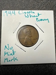 1944 Lincoln Wheat Penny Circulated No Mint Mark. Copper. Non Magnetic - Picture 1 of 4