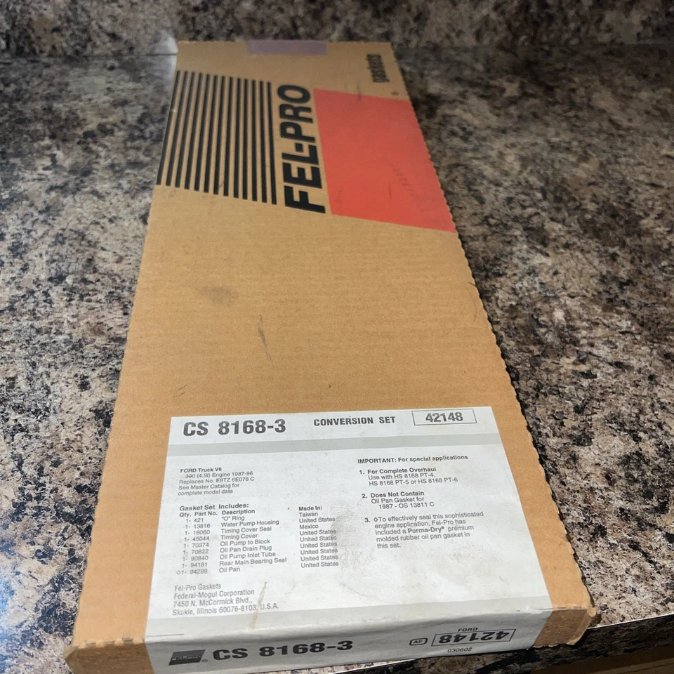 Juego de juntas de conversión de motor CS 8168-3 Felpro para furgoneta E150 E250 E350 F-150 Foto 1 de 3