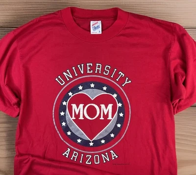 Vintage University Of Arizona MOM T-Shirt 80s Graphic Tee Jerzees Sz L USA - Image 1 of 4