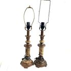 Vintage Brass Plated & Marble Table Lamp Hollywood Regency Decor Tall Light