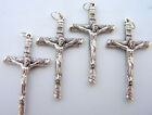 Silver Gild Cross Rosary Parts Wooden Styled Religious Christian Crucifix, Lot 4