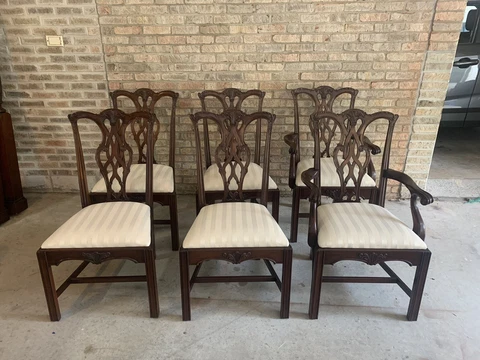 Set of 6 Chippendale Mahogany Dining Chairs Cover