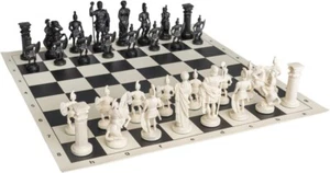 Juego de ajedrez romano - Tablero de ajedrez de vinilo negro/blanco - Tamaño 17,3" + pieza de ajedrez romano - Imagen 1 de 5