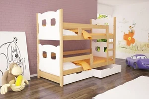 Kids bunk bed MARABO Solid pine wood made 2 large drawers FREE MATTRSESSES - Picture 1 of 10
