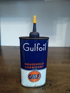Vintage Gulfoil Household Lubricant in full 4 oz metal can with yellow cap - Picture 1 of 5