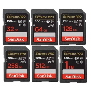 Sandisk Extreme Pro 32GB 64GB 128GB 256GB SDXC SDHC SD Flash Card UHS-I V30 200R - Picture 1 of 17