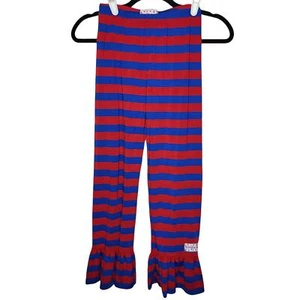 Ruffle Girl Red and Blue Striped Long Ruffle Hem pants sz 10 - Picture 1 of 6