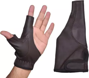 Archery Bow Glove Left Hand Gloves100% Thick Leather Skin Brand New - Picture 1 of 14